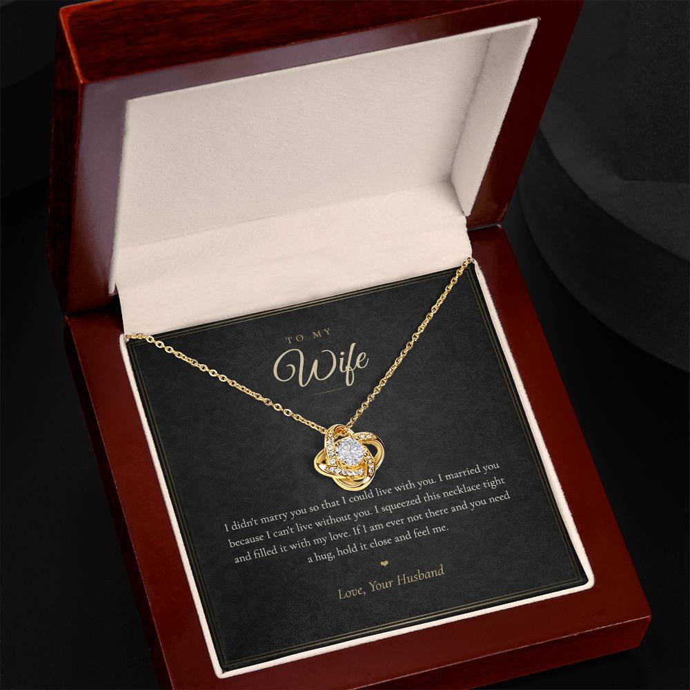To My Wife Necklace from Husband, Love Knot Pendant with Message Card