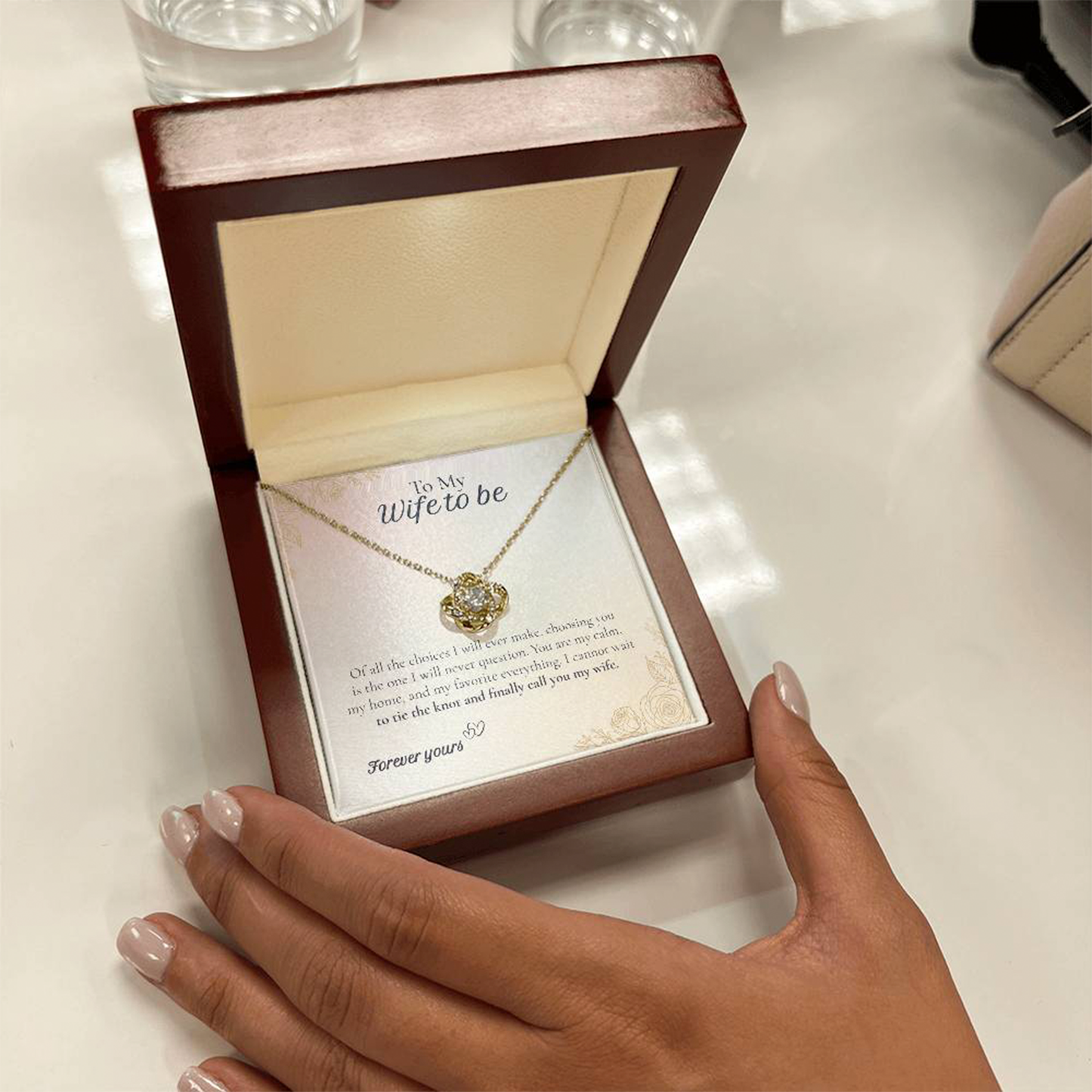 Collier Nœud d'Amour pour Ma Future Femme avec Carte de Vœux | Cadeau de Fiançailles pour Fiancée, Bijoux pour Future Épouse, Cadeau de Douche Nuptiale