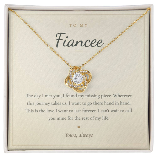 Ketting voor mijn verloofde, liefdesknoop-hanger met wenskaart | romantisch verlovingscadeau voor haar, sieraad voor toekomstige vrouw, Valentijnsdagcadeau