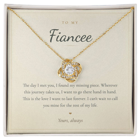 Collier à ma fiancée, pendentif nœud d'amour avec carte de message | Cadeau de fiançailles romantique pour elle, bijoux future épouse, cadeau de Saint-Valentin