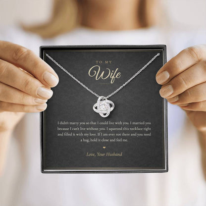 To My Wife Necklace from Husband, Love Knot Pendant with Message Card