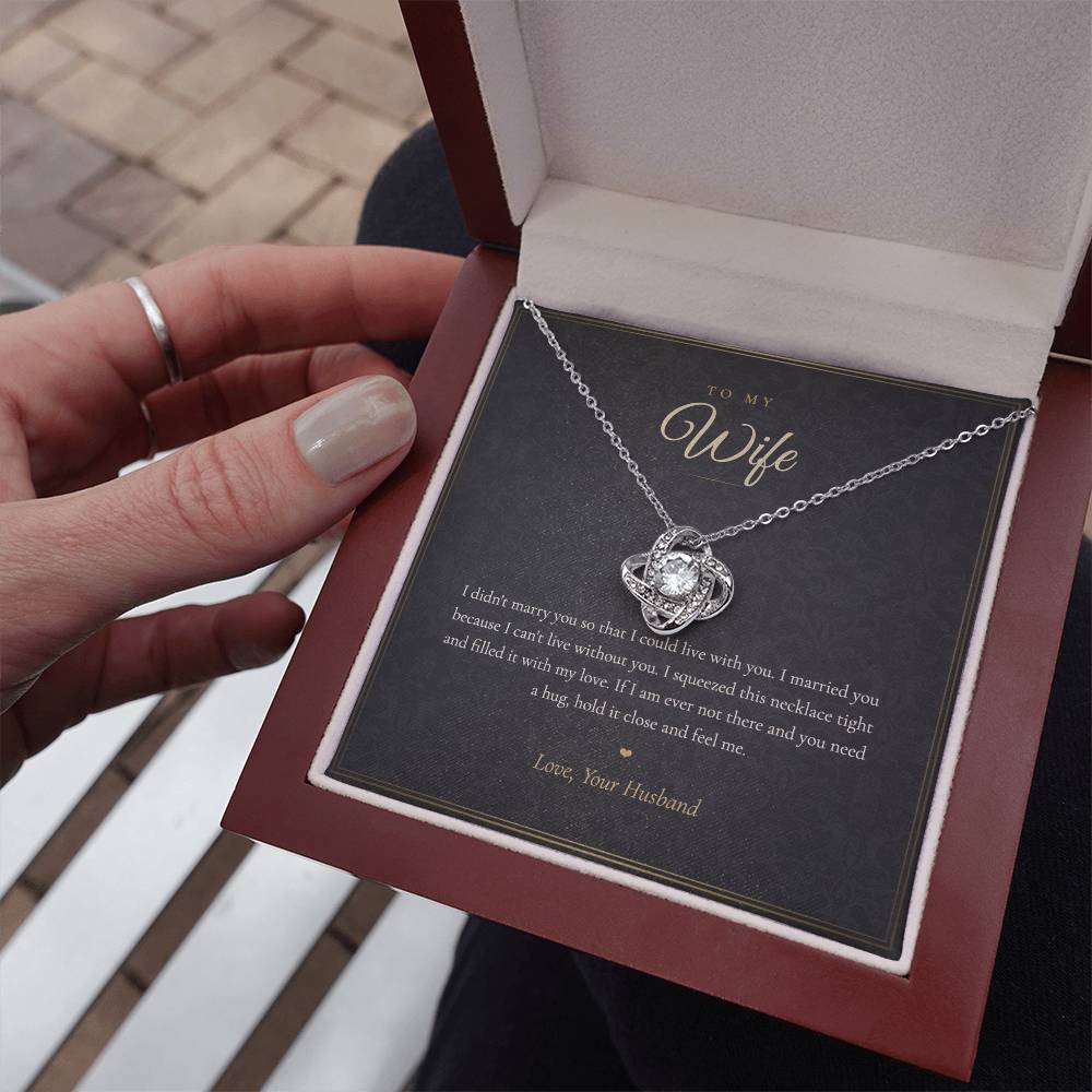 To My Wife Necklace from Husband, Love Knot Pendant with Message Card