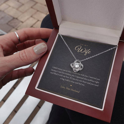 To My Wife Necklace from Husband, Love Knot Pendant with Message Card