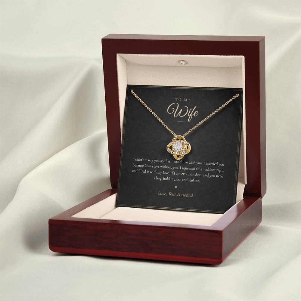 To My Wife Necklace from Husband, Love Knot Pendant with Message Card