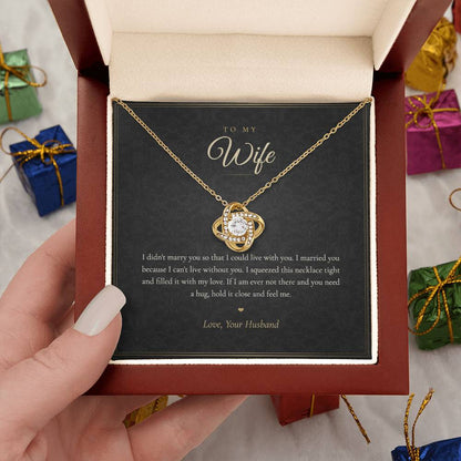 To My Wife Necklace from Husband, Love Knot Pendant with Message Card
