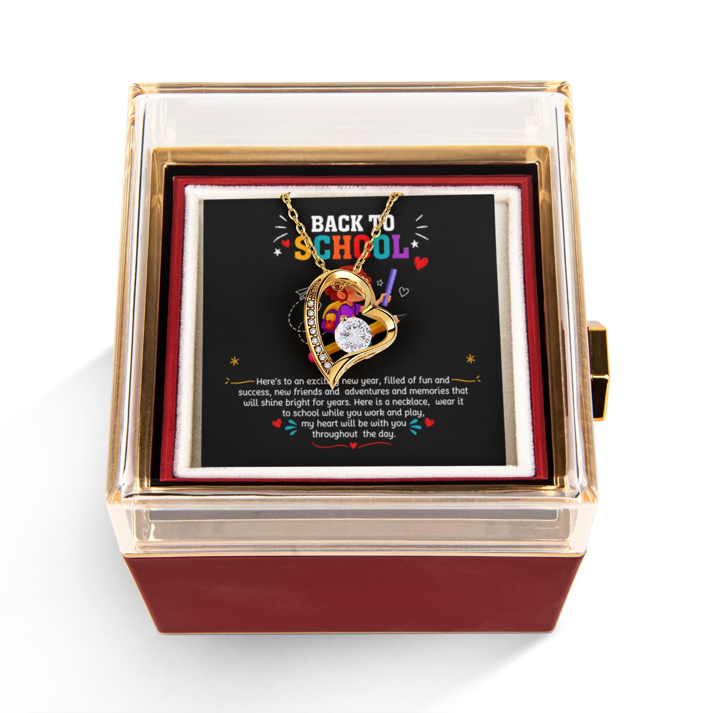 Back to School Gift Necklace for Daughter with Message Card