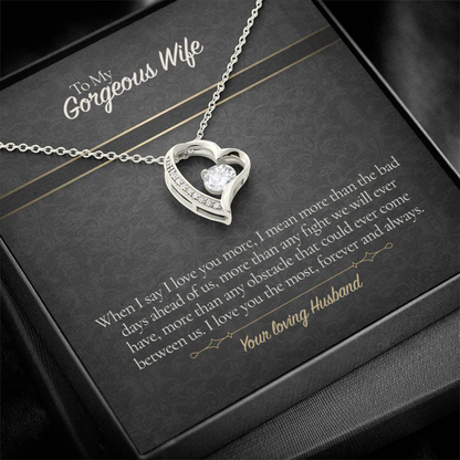 Collier pour ma femme de la part de son mari - Pendentif cœur Amour Éternel avec carte message | Cadeau d'anniversaire pour femme, Bijou de Saint-Valentin, Cadeau d'anniversaire pour elle