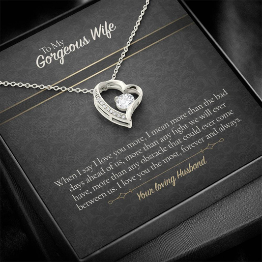Collier pour ma femme de la part de son mari - Pendentif cœur Amour Éternel avec carte message | Cadeau d'anniversaire pour femme, Bijou de Saint-Valentin, Cadeau d'anniversaire pour elle