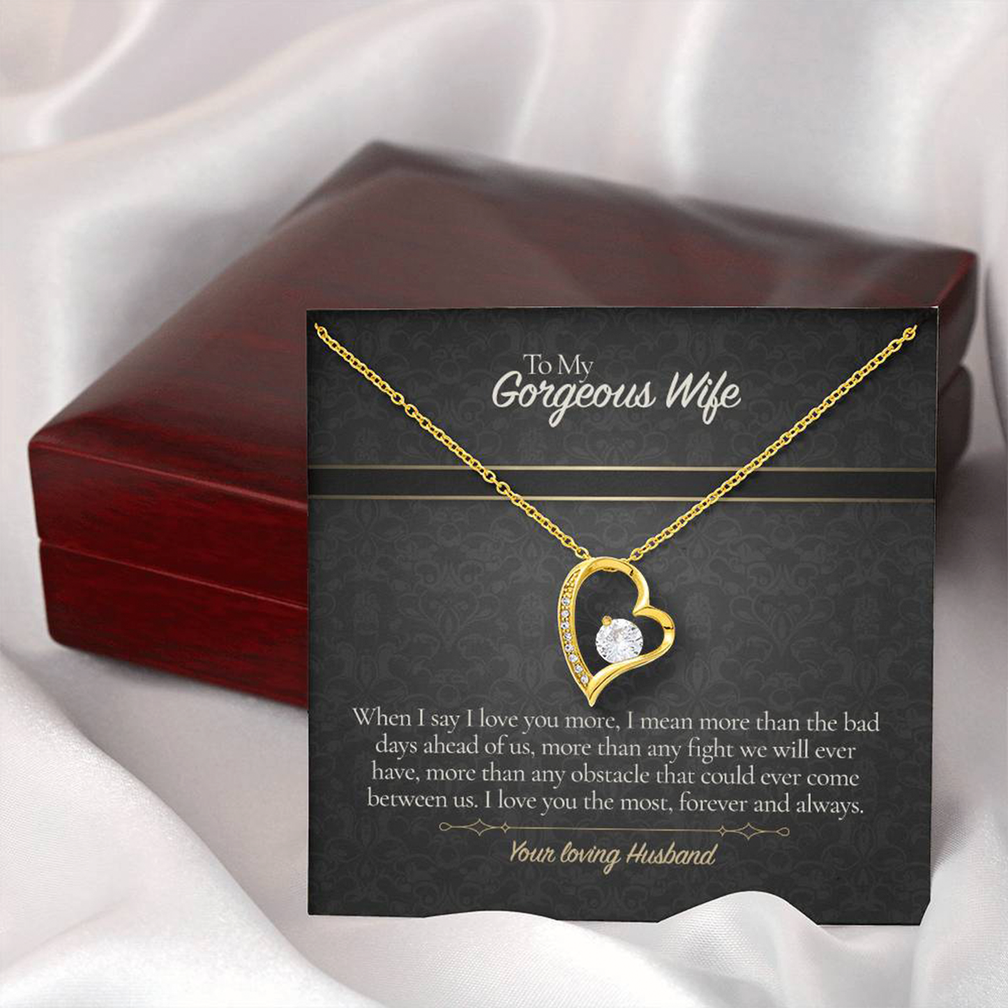 Collier pour ma femme de la part de son mari - Pendentif cœur Amour Éternel avec carte message | Cadeau d'anniversaire pour femme, Bijou de Saint-Valentin, Cadeau d'anniversaire pour elle