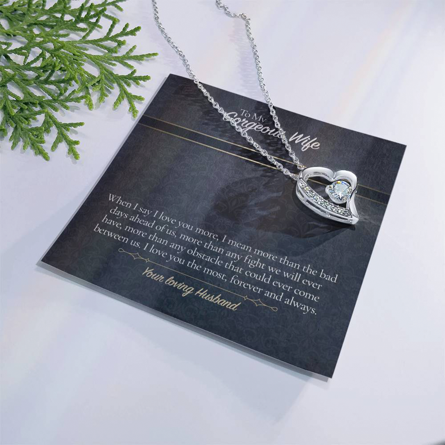 Collier pour ma femme de la part de son mari - Pendentif cœur Amour Éternel avec carte message | Cadeau d'anniversaire pour femme, Bijou de Saint-Valentin, Cadeau d'anniversaire pour elle