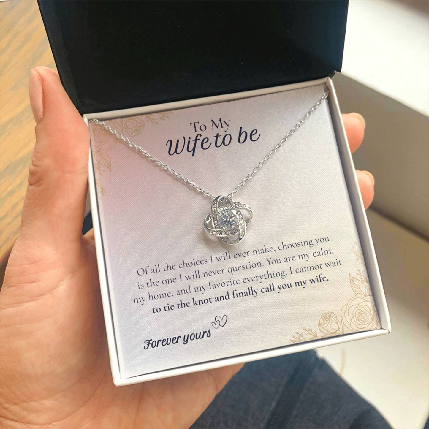 Collier Nœud d'Amour pour Ma Future Femme avec Carte de Vœux | Cadeau de Fiançailles pour Fiancée, Bijoux pour Future Épouse, Cadeau de Douche Nuptiale