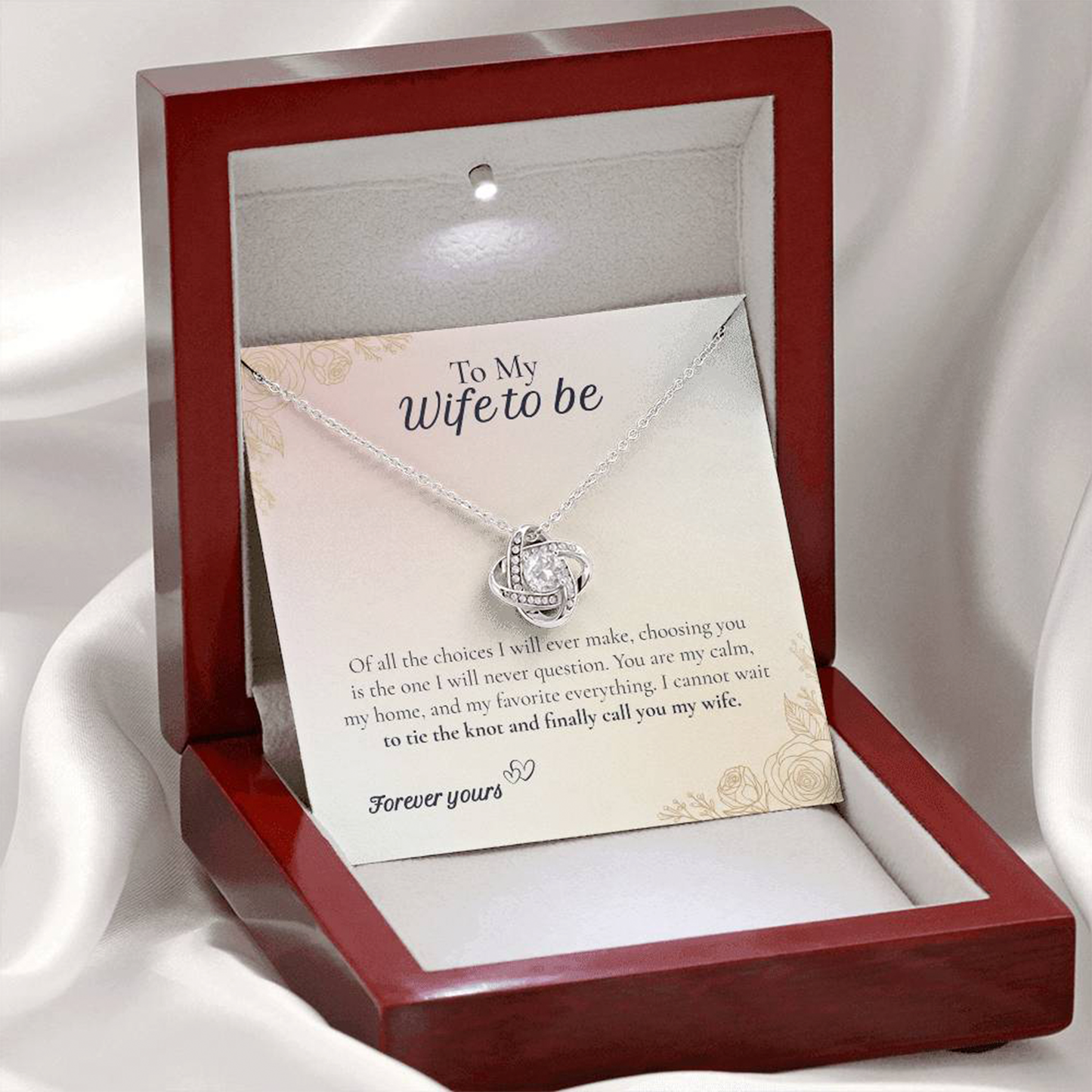 Collier Nœud d'Amour pour Ma Future Femme avec Carte de Vœux | Cadeau de Fiançailles pour Fiancée, Bijoux pour Future Épouse, Cadeau de Douche Nuptiale