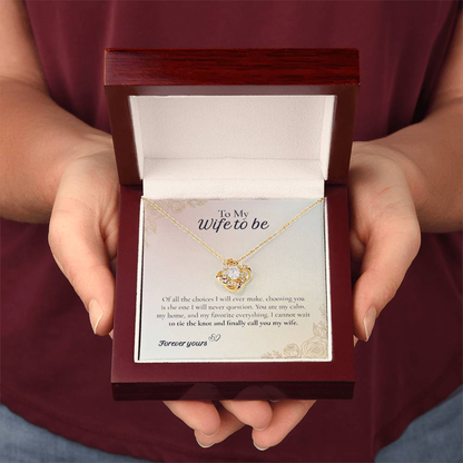 Ketting voor mijn aanstaande vrouw, liefdesknoop-hanger met wenskaart