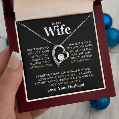 To My Wife Necklace from Husband, Forever Love Pendant with Message Card