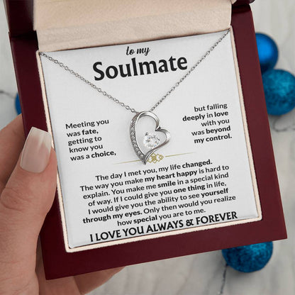 To My Soulmate Necklace, Forever Love Pendant with Message Card, Meeting You
