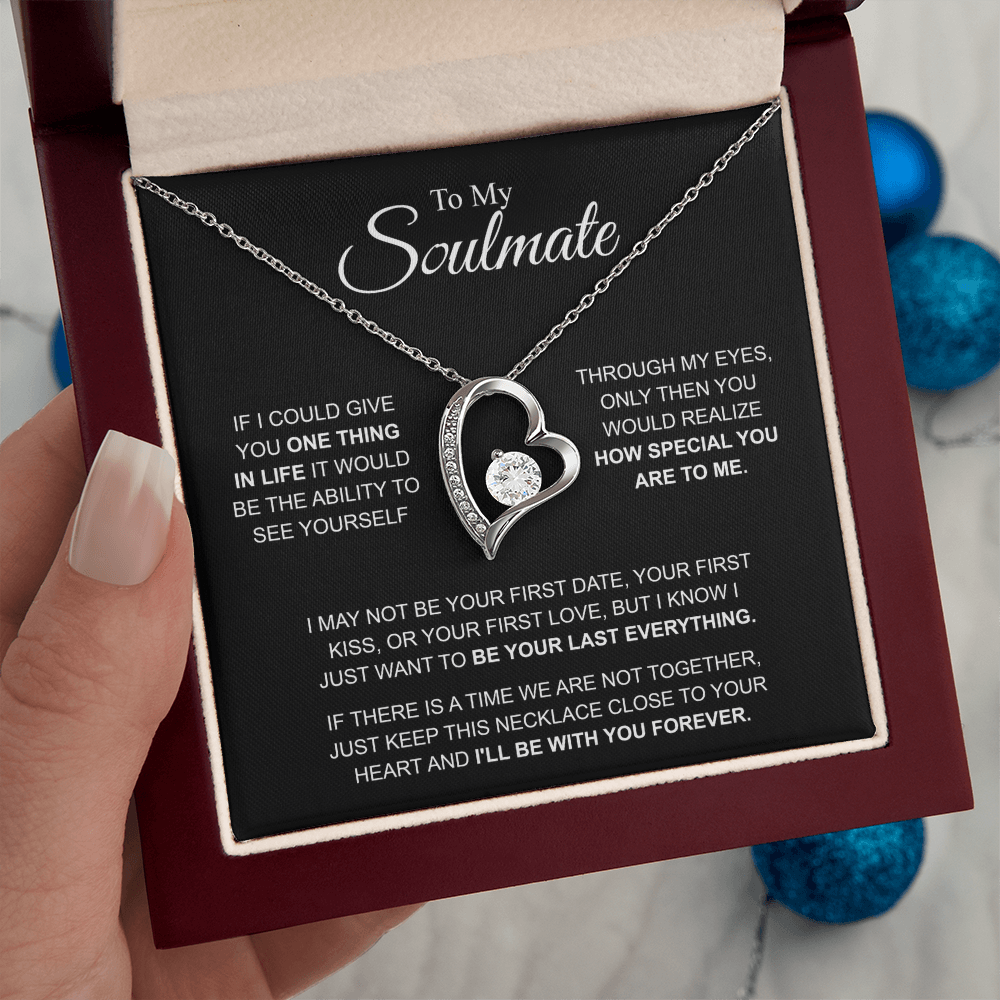 To My Soulmate Necklace, Forever Love Pendant with Message Card, I'll Be With You Forever