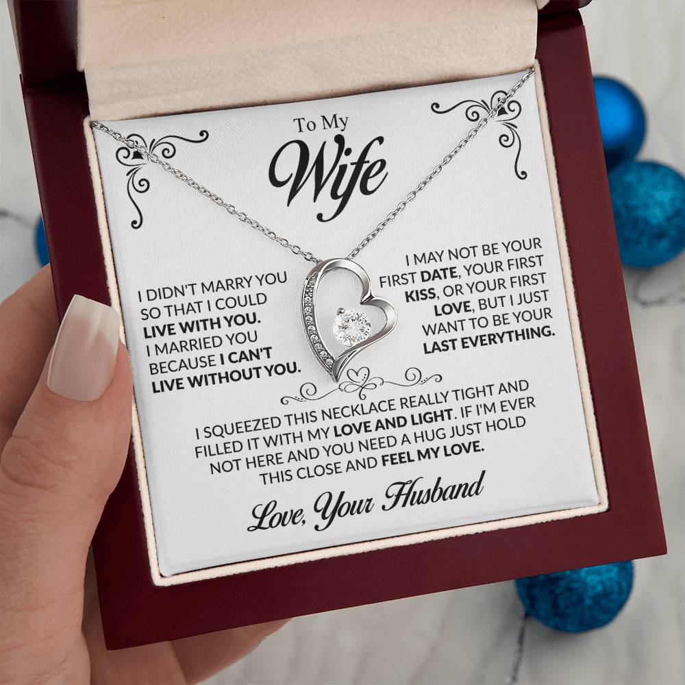 To My Beautiful Wife Necklace, Forever Love Pendant with Message Card