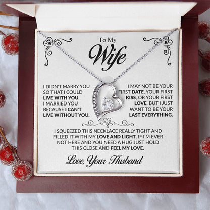 To My Beautiful Wife Necklace, Forever Love Pendant with Message Card