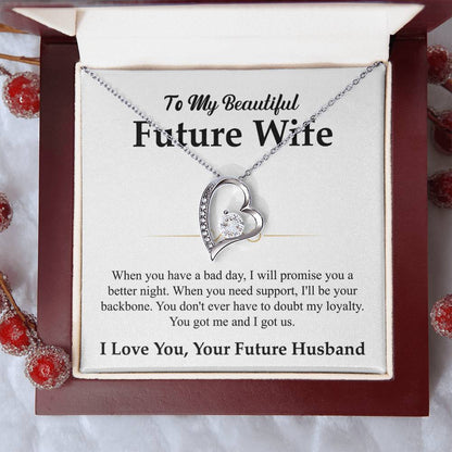 To My Beautiful Future Wife Necklace, Forever Love Pendant with Message Card