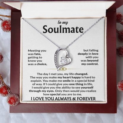 To My Soulmate Necklace, Forever Love Pendant with Message Card, Meeting You