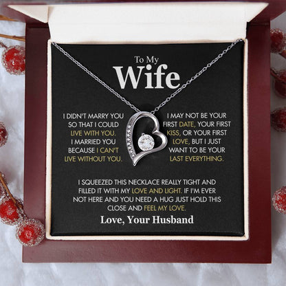 To My Wife Necklace from Husband, Forever Love Pendant with Message Card