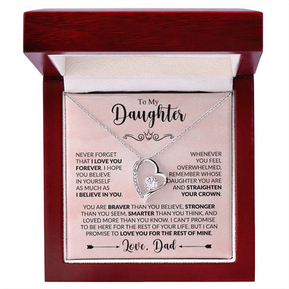 To My Daughter Necklace from Dad, Forever Love Pendant with Message Card