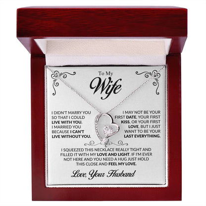 To My Beautiful Wife Necklace, Forever Love Pendant with Message Card
