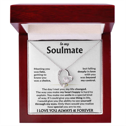 To My Soulmate Necklace, Forever Love Pendant with Message Card, Meeting You