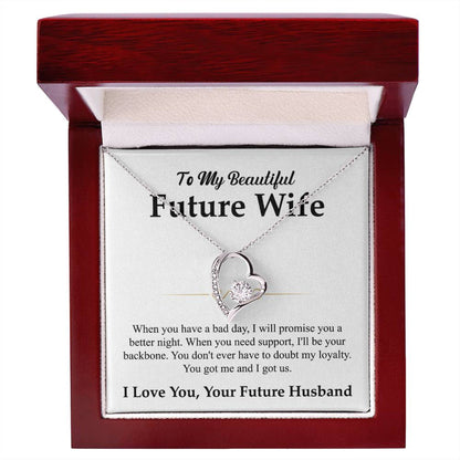 To My Beautiful Future Wife Necklace, Forever Love Pendant with Message Card