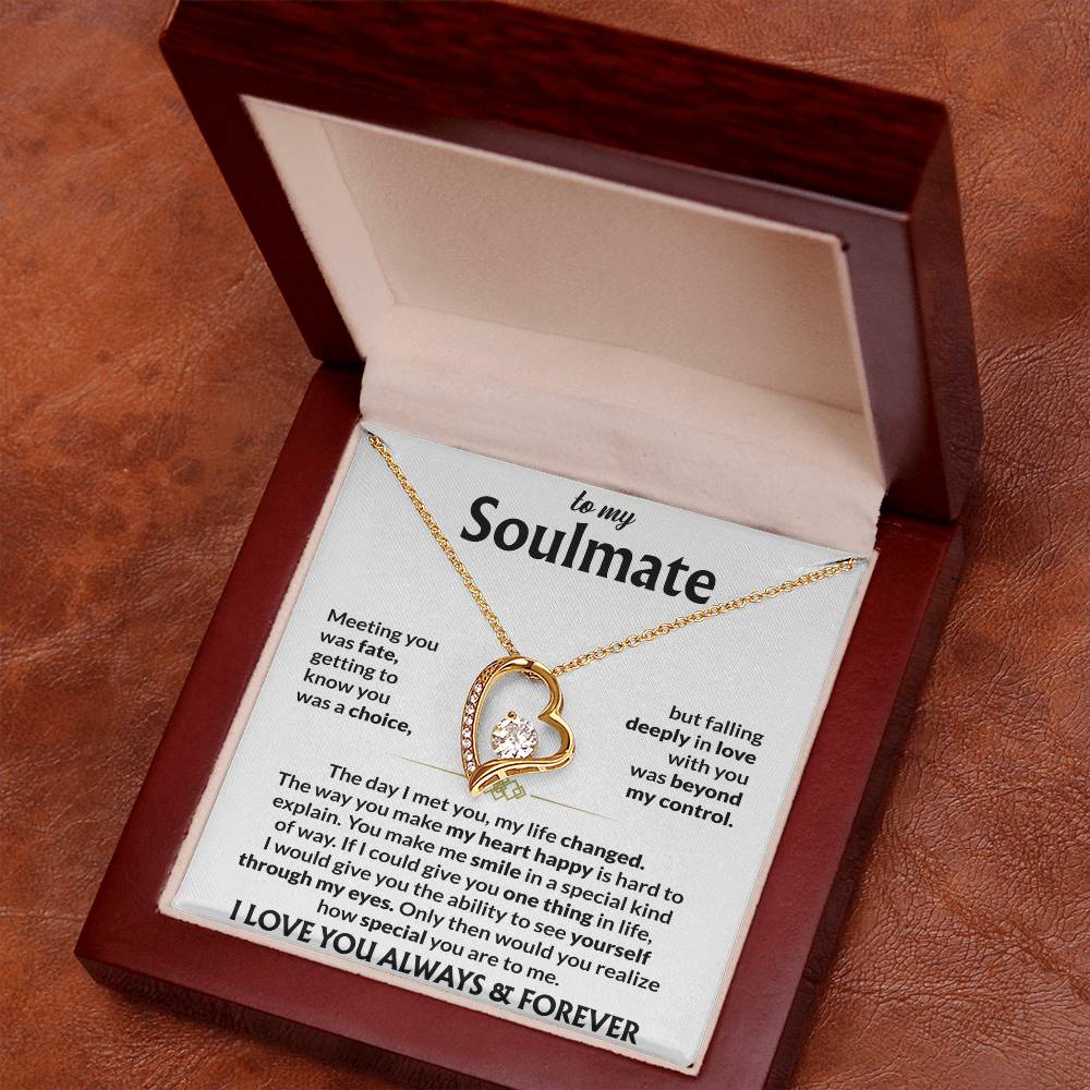 To My Soulmate Necklace, Forever Love Pendant with Message Card, Meeting You
