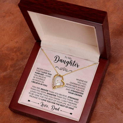 To My Daughter Necklace from Dad, Forever Love Pendant with Message Card
