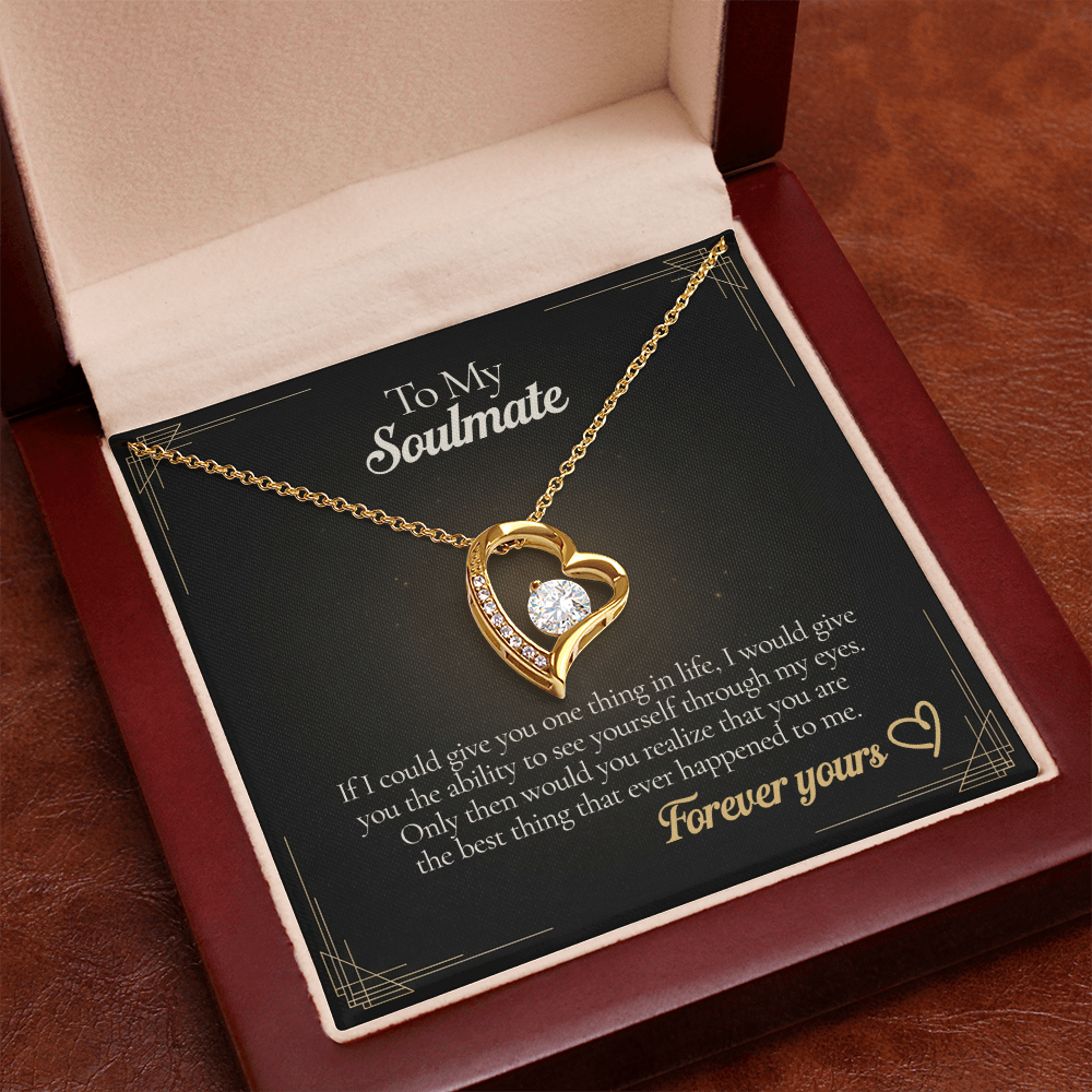 To My Soulmate Necklace, Forever Love Pendant with Message Card, Anniversary Birthday Valentines Christmas Gift for Her Him Soulmate