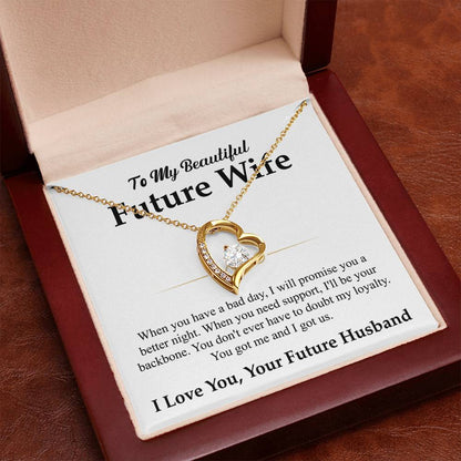To My Beautiful Future Wife Necklace, Forever Love Pendant with Message Card