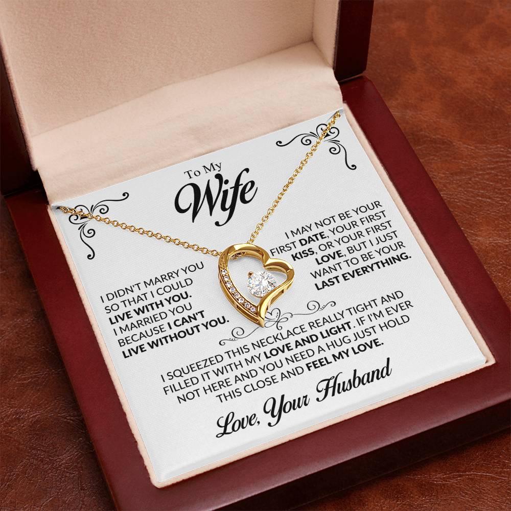 To My Beautiful Wife Necklace, Forever Love Pendant with Message Card