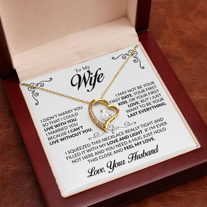 To My Beautiful Wife Necklace, Forever Love Pendant with Message Card