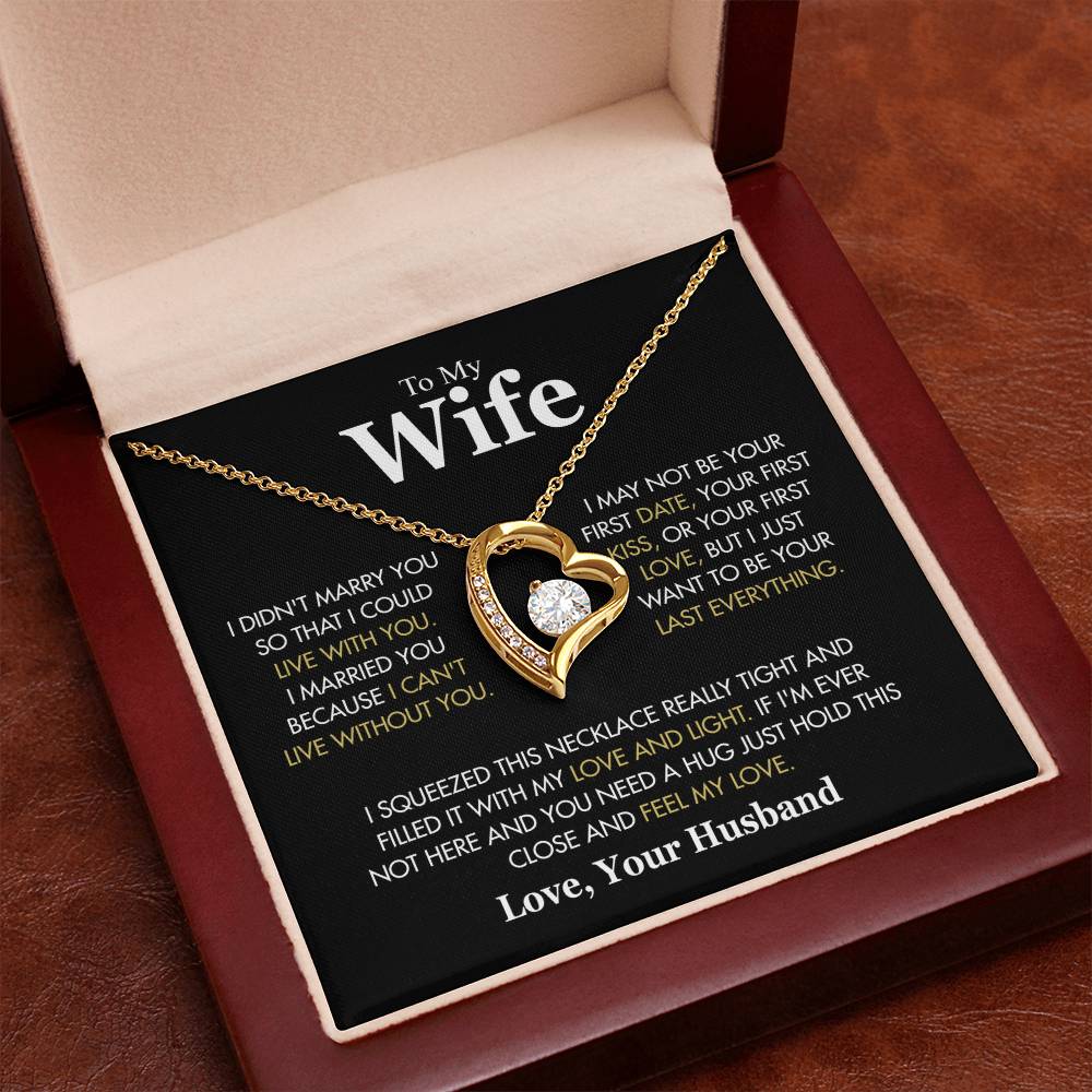 To My Wife Necklace from Husband, Forever Love Pendant with Message Card