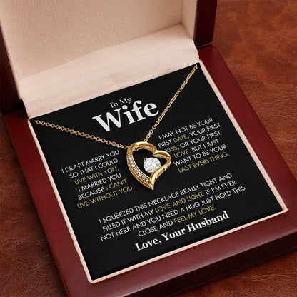 To My Wife Necklace from Husband, Forever Love Pendant with Message Card