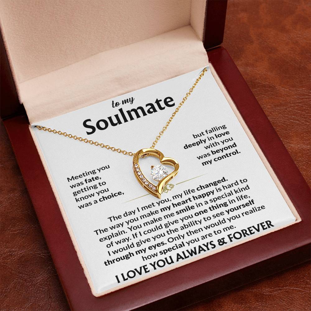 To My Soulmate Necklace, Forever Love Pendant with Message Card, Meeting You