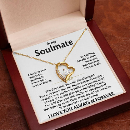 To My Soulmate Necklace, Forever Love Pendant with Message Card, Meeting You