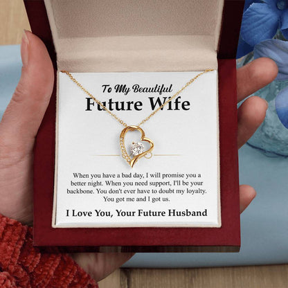 To My Beautiful Future Wife Necklace, Forever Love Pendant with Message Card
