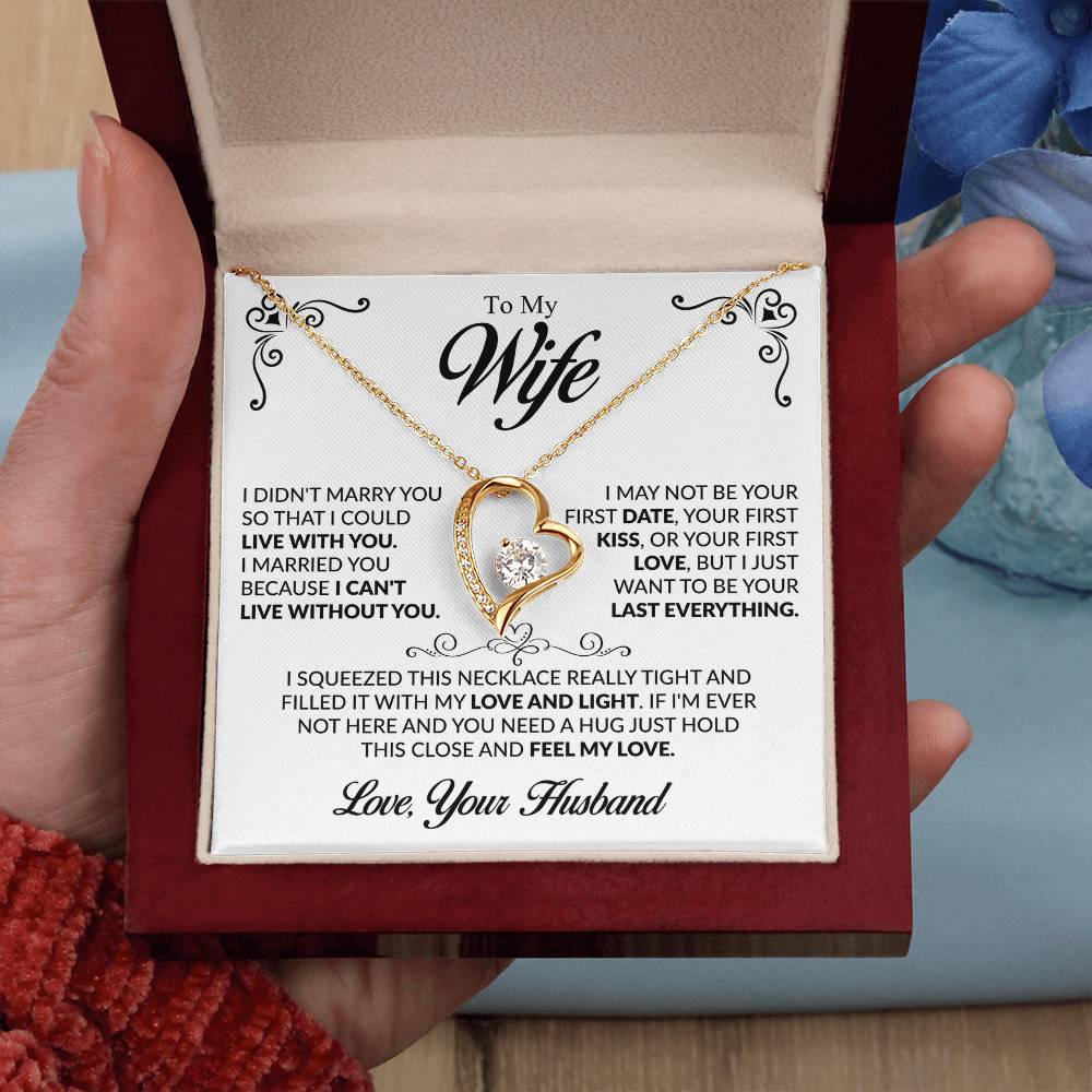 To My Beautiful Wife Necklace, Forever Love Pendant with Message Card