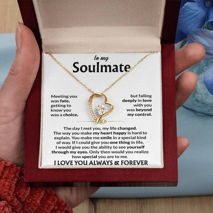 To My Soulmate Necklace, Forever Love Pendant with Message Card, Meeting You