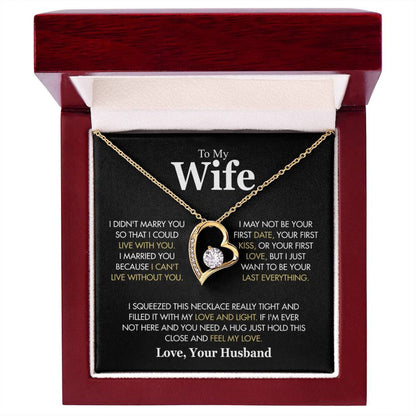 To My Wife Necklace from Husband, Forever Love Pendant with Message Card