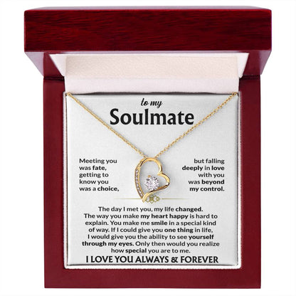 To My Soulmate Necklace, Forever Love Pendant with Message Card, Meeting You