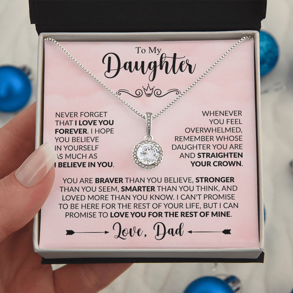 To My Daughter Necklace from Dad, Eternal Hope Pendant with Message Card