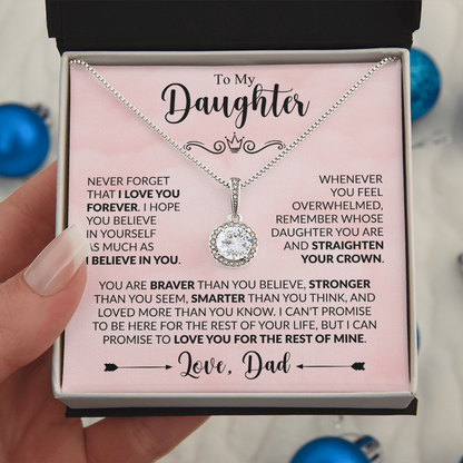 To My Daughter Necklace from Dad, Eternal Hope Pendant with Message Card