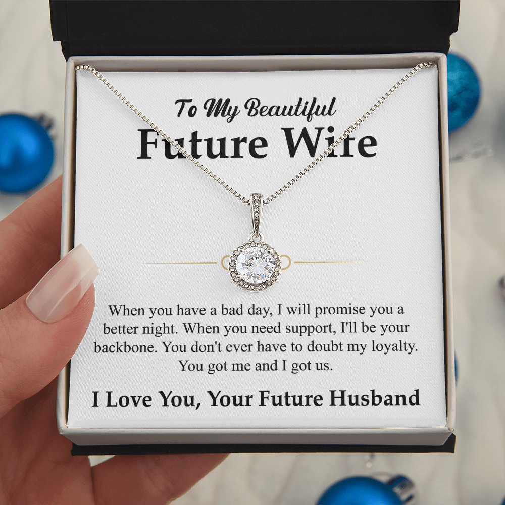 To My Beautiful Future Wife Necklace, Eternal Hope Pendant with Message Card