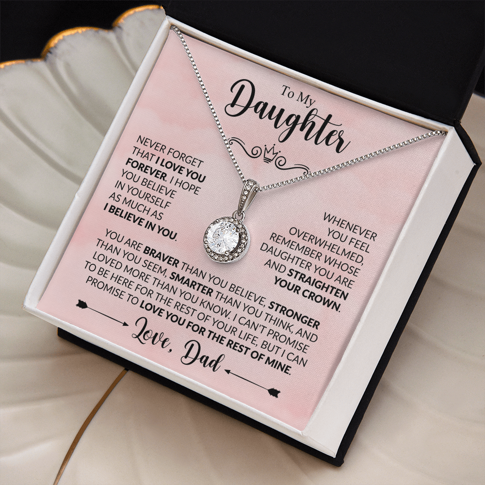 To My Daughter Necklace from Dad, Eternal Hope Pendant with Message Card