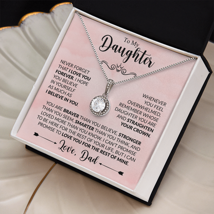 To My Daughter Necklace from Dad, Eternal Hope Pendant with Message Card