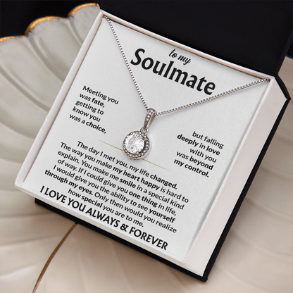 To My Soulmate Necklace, Eternal Hope Pendant with Message Card, Meeting You